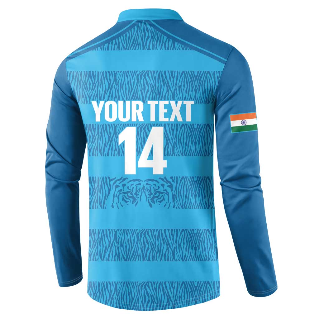 Custom India Football 2026 Button Sweatshirt Come On Blue Tigresses - Blue Version