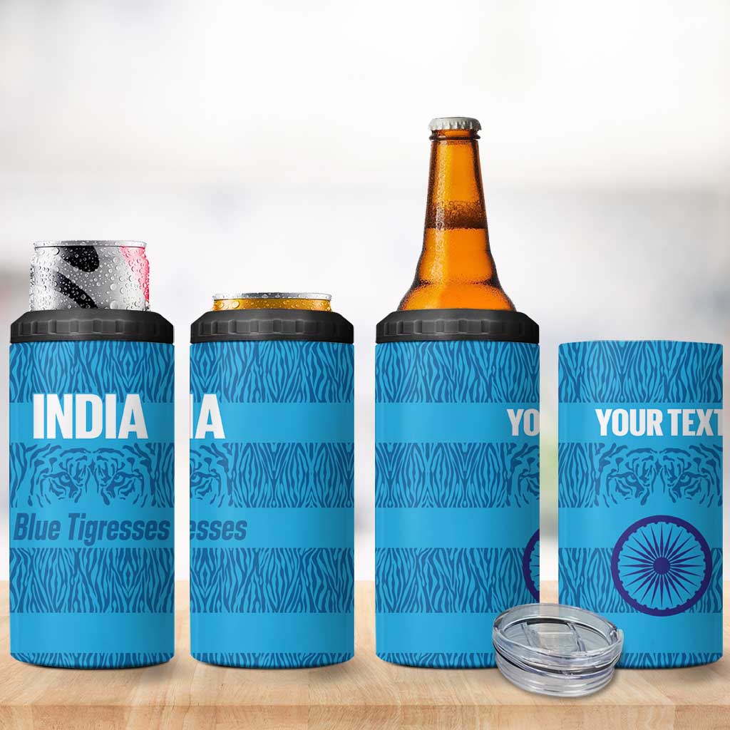 Custom India Football 2026 4 in 1 Can Cooler Tumbler Come On Blue Tigresses - Blue Version