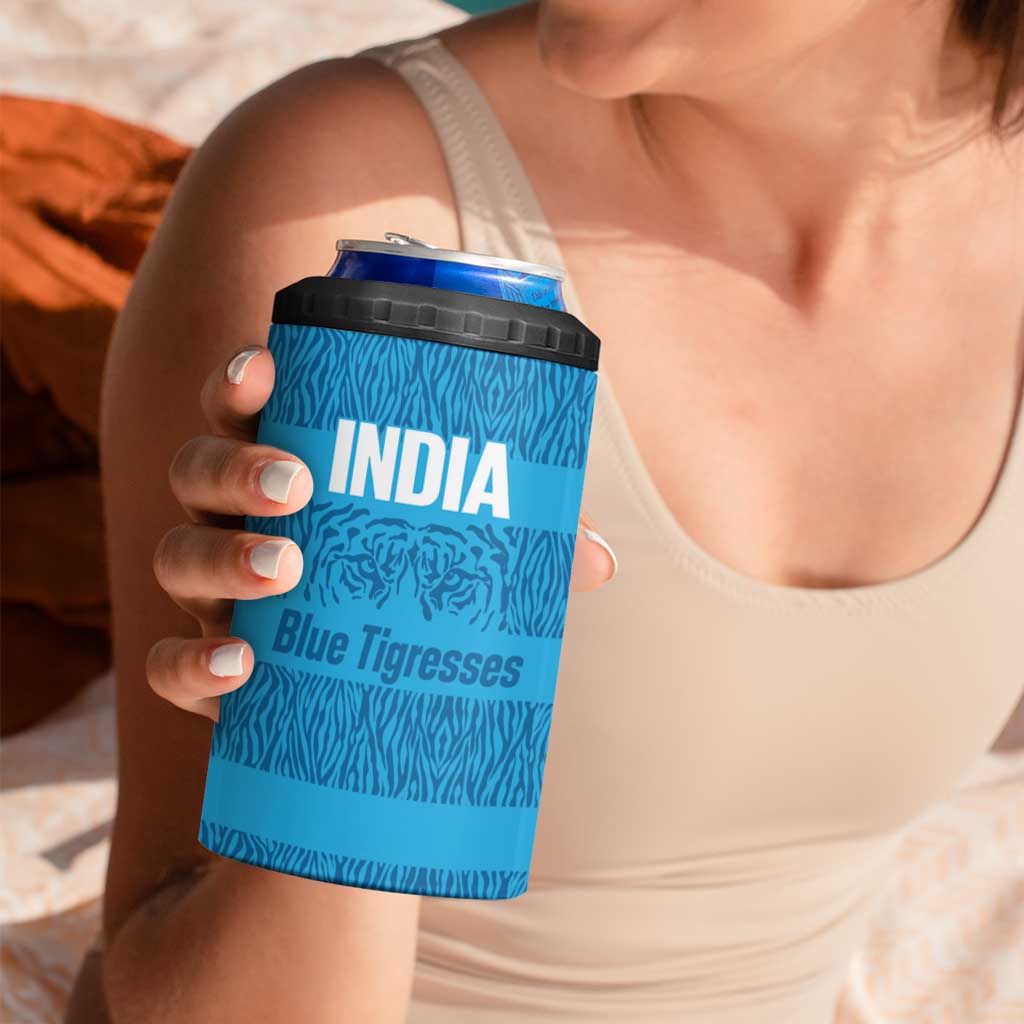 Custom India Football 2026 4 in 1 Can Cooler Tumbler Come On Blue Tigresses - Blue Version