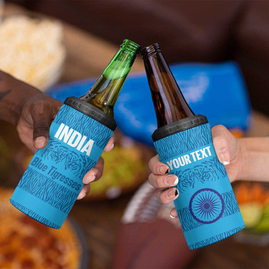 Custom India Football 2026 4 in 1 Can Cooler Tumbler Come On Blue Tigresses - Blue Version