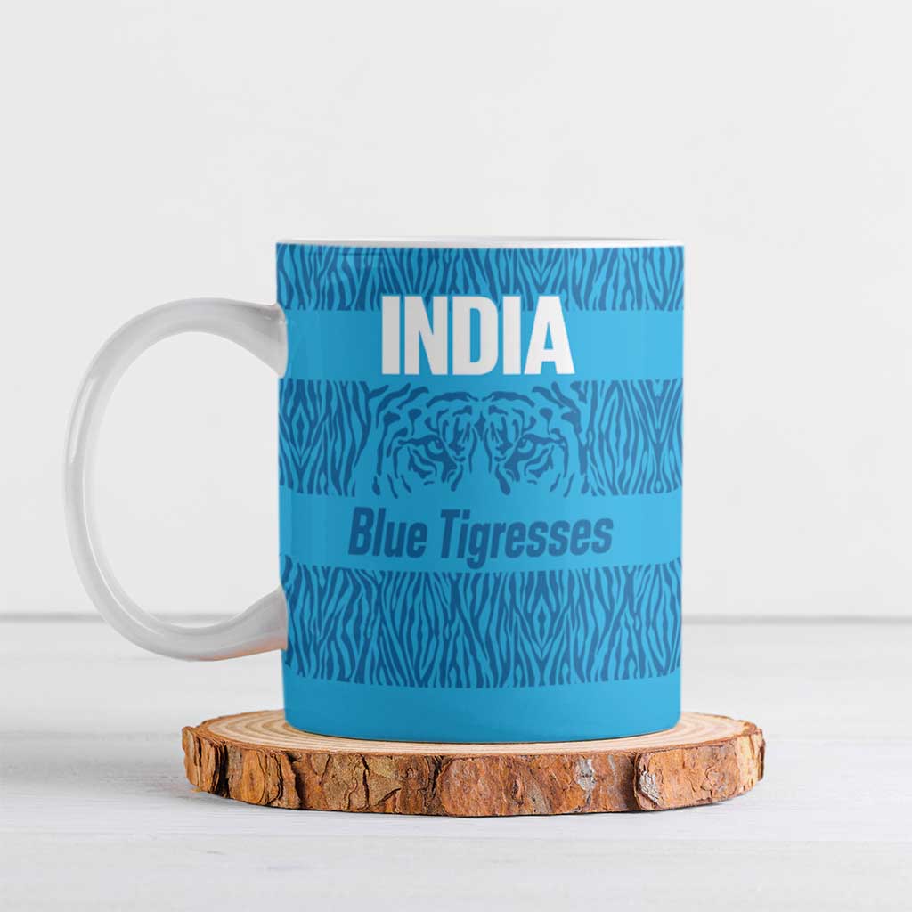 Custom India Football 2026 Ceramic Mug Come On Blue Tigresses - Blue Version