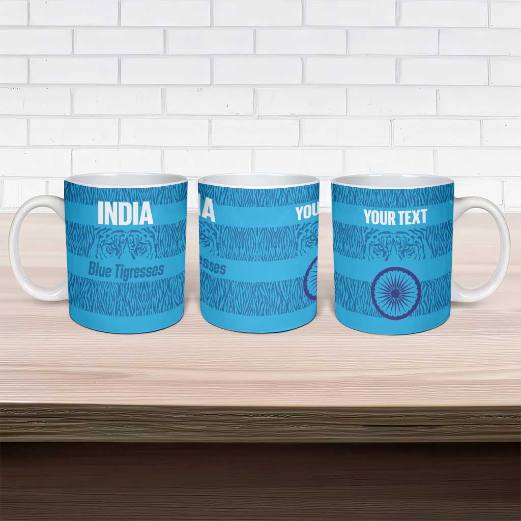 Custom India Football 2026 Ceramic Mug Come On Blue Tigresses - Blue Version