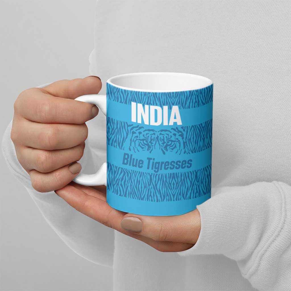 Custom India Football 2026 Ceramic Mug Come On Blue Tigresses - Blue Version