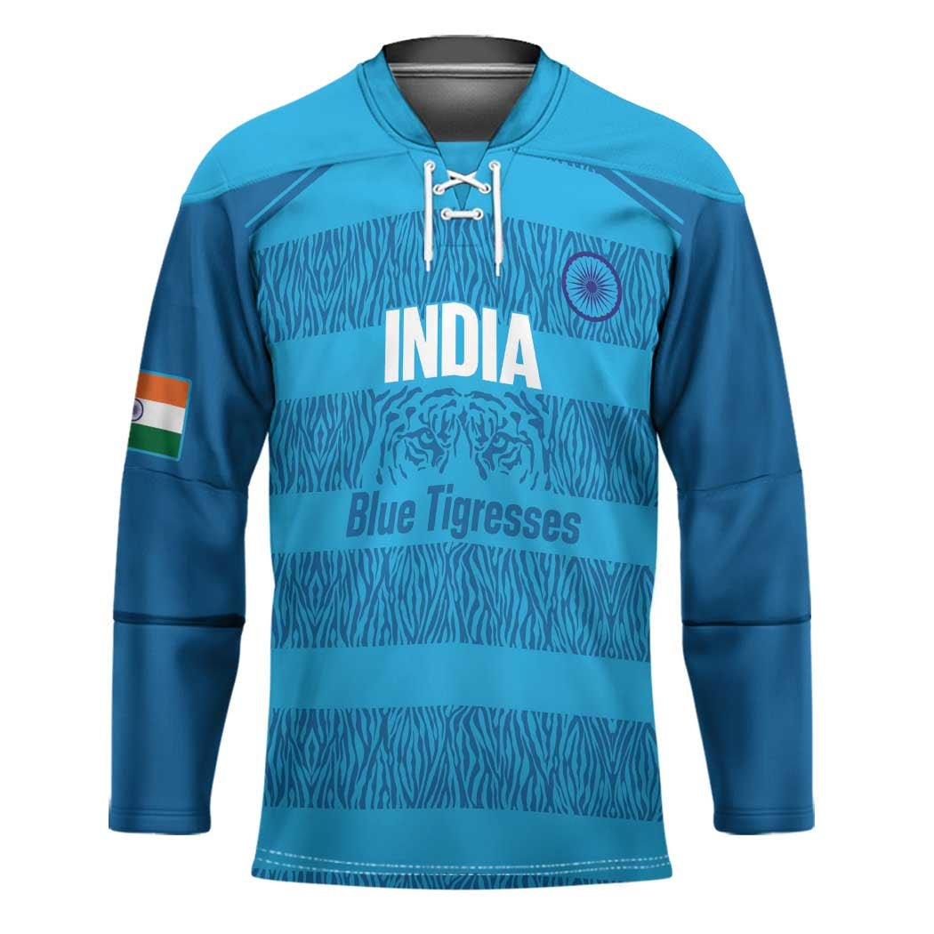 Custom India Football 2026 Hockey Jersey Come On Blue Tigresses - Blue Version