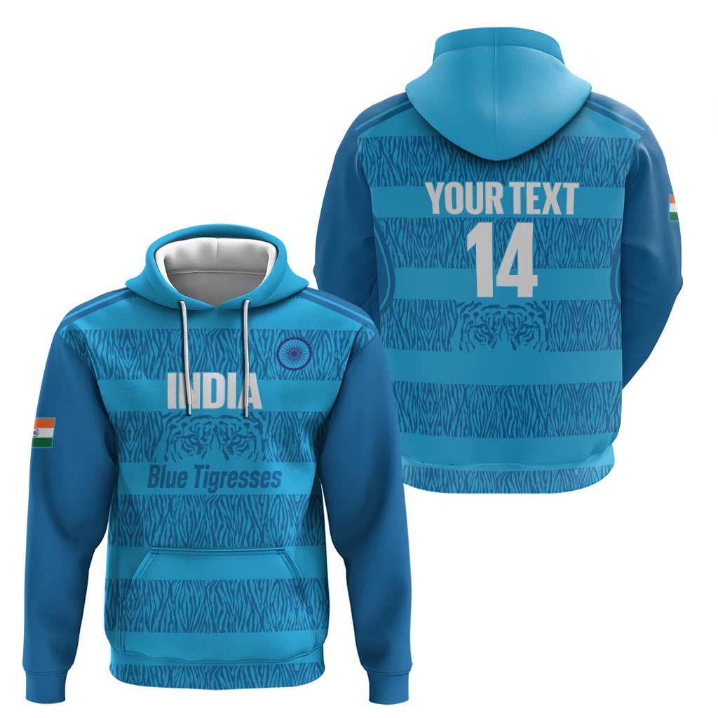 Custom India Football 2026 Hoodie Come On Blue Tigresses - Blue Version