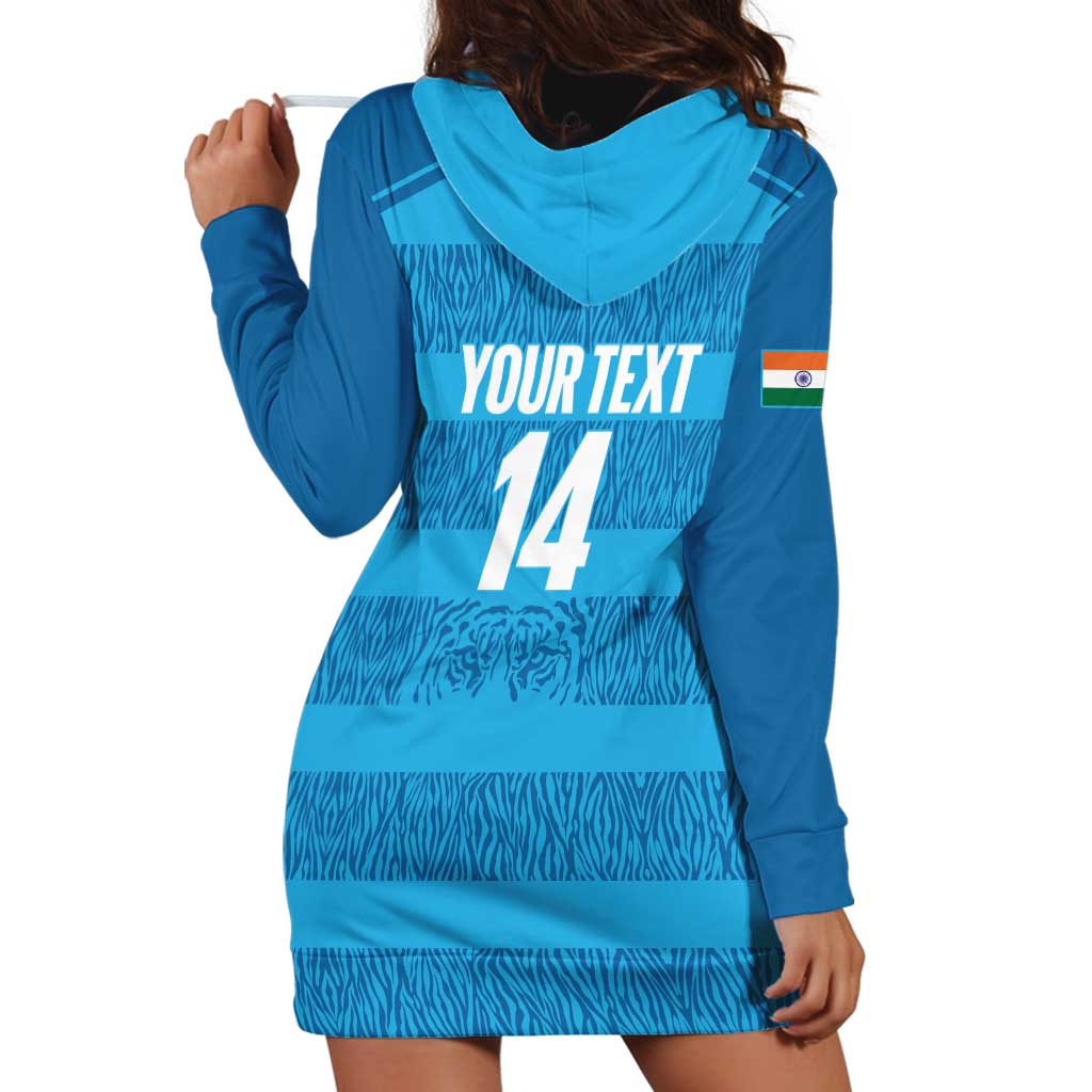 Custom India Football 2026 Hoodie Dress Come On Blue Tigresses - Blue Version