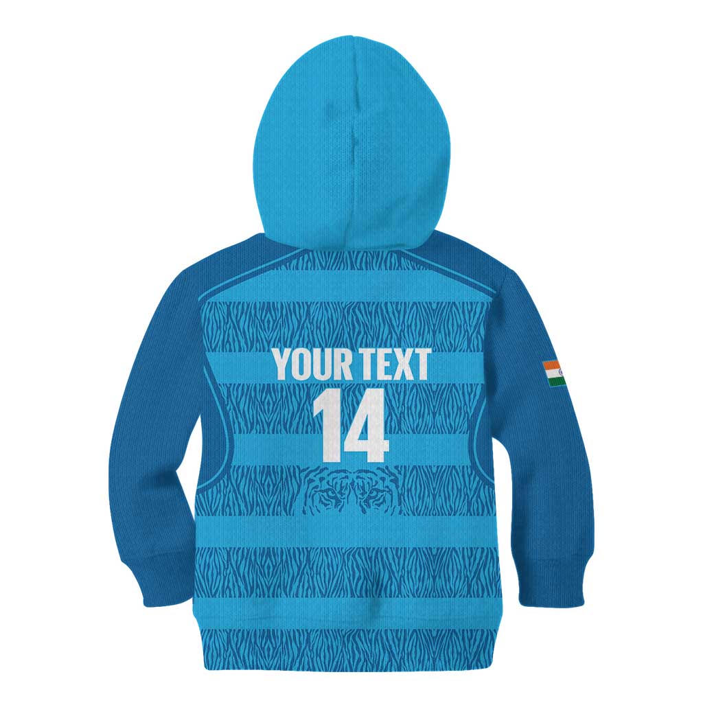 Custom India Football 2026 Kid Hoodie Come On Blue Tigresses - Blue Version