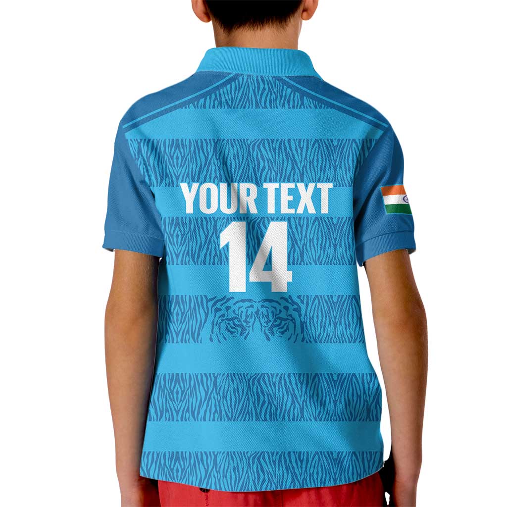 Custom India Football 2026 Kid Polo Shirt Come On Blue Tigresses - Blue Version
