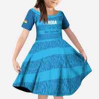 Custom India Football 2026 Kid Short Sleeve Dress Come On Blue Tigresses - Blue Version