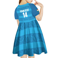 Custom India Football 2026 Kid Short Sleeve Dress Come On Blue Tigresses - Blue Version