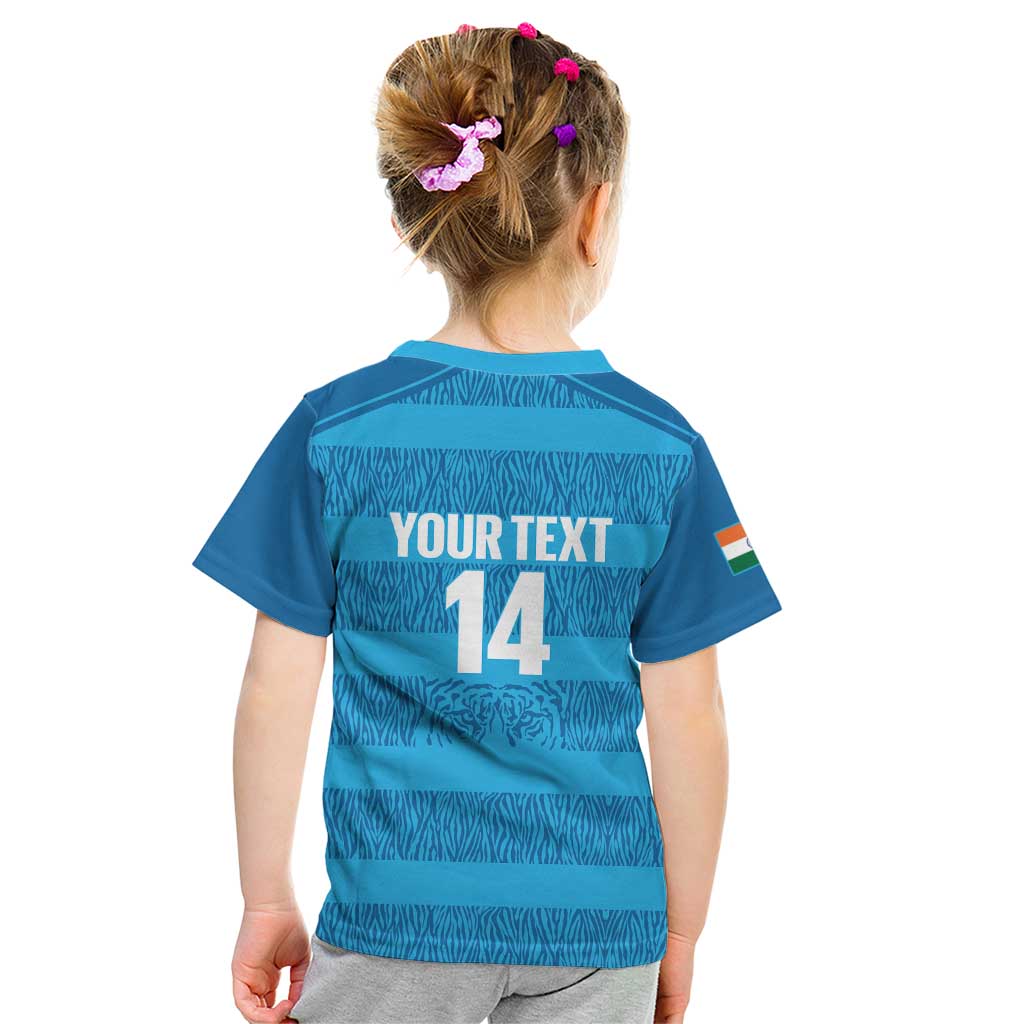 Custom India Football 2026 Kid T Shirt Come On Blue Tigresses - Blue Version