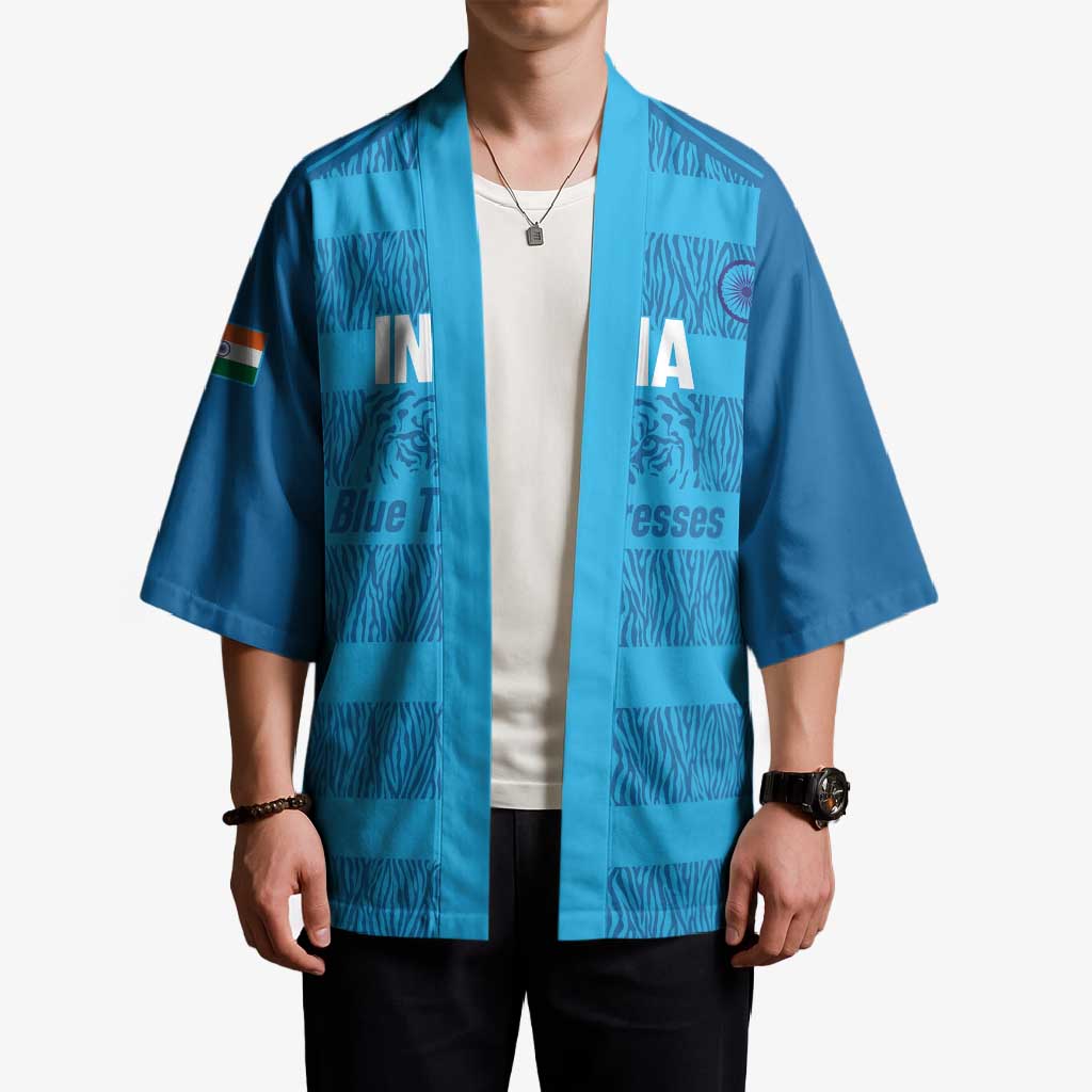 Custom India Football 2026 Kimono Come On Blue Tigresses - Blue Version