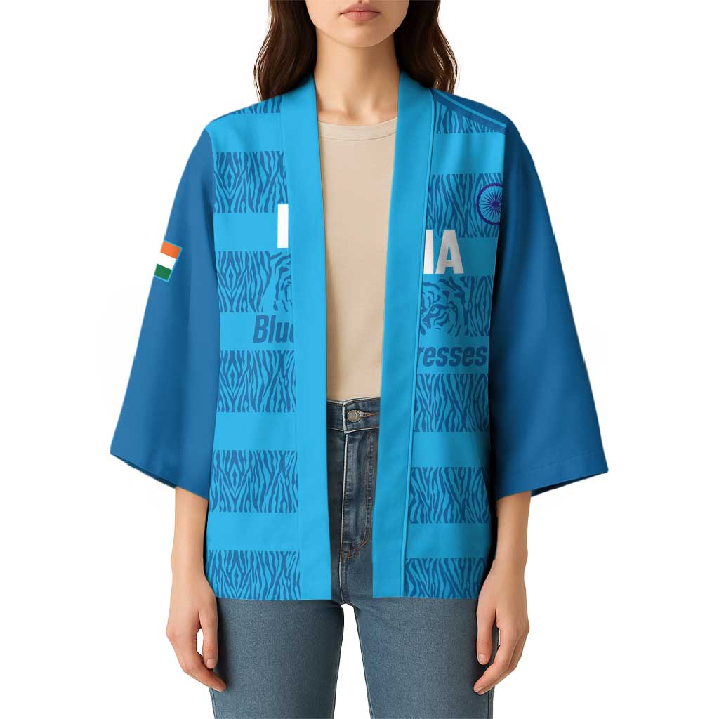 Custom India Football 2026 Kimono Come On Blue Tigresses - Blue Version