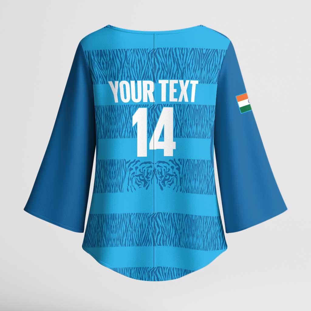 Custom India Football 2026 Kimono Sleeve Blouse Come On Blue Tigresses - Blue Version