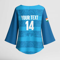 Custom India Football 2026 Kimono Sleeve Blouse Come On Blue Tigresses - Blue Version