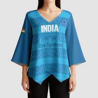 Custom India Football 2026 Kimono Sleeve Blouse Come On Blue Tigresses - Blue Version