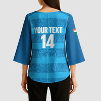 Custom India Football 2026 Kimono Sleeve Blouse Come On Blue Tigresses - Blue Version