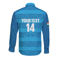 Custom India Football 2026 Long Sleeve Button Shirt Come On Blue Tigresses - Blue Version