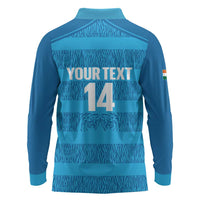 Custom India Football 2026 Long Sleeve Polo Shirt Come On Blue Tigresses - Blue Version
