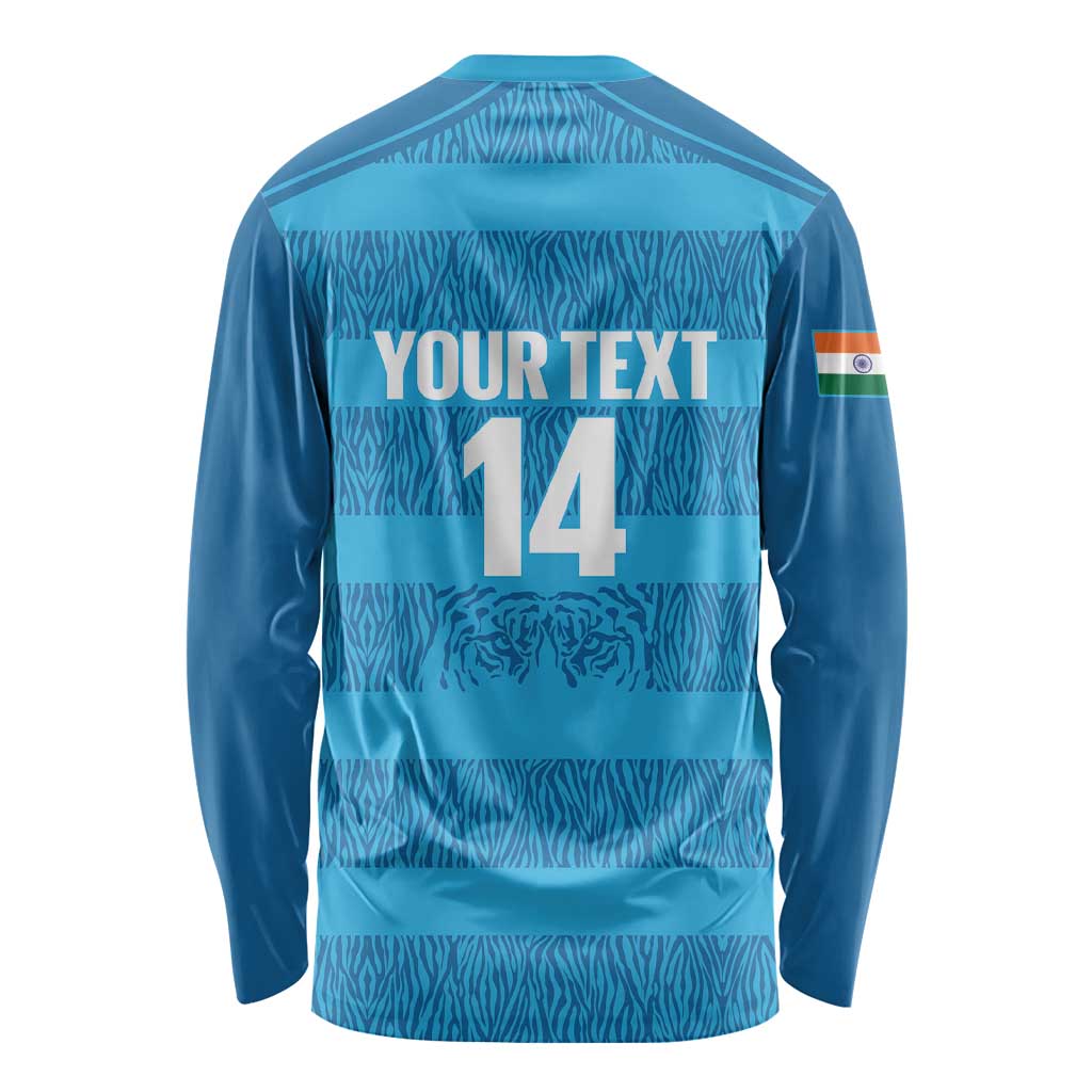 Custom India Football 2026 Long Sleeve Shirt Come On Blue Tigresses - Blue Version