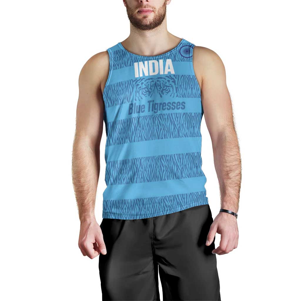 Custom India Football 2026 Men Tank Top Come On Blue Tigresses - Blue Version