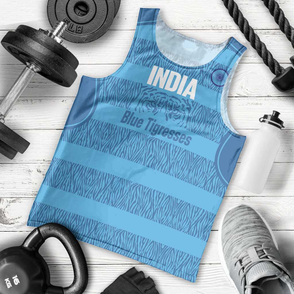 Custom India Football 2026 Men Tank Top Come On Blue Tigresses - Blue Version
