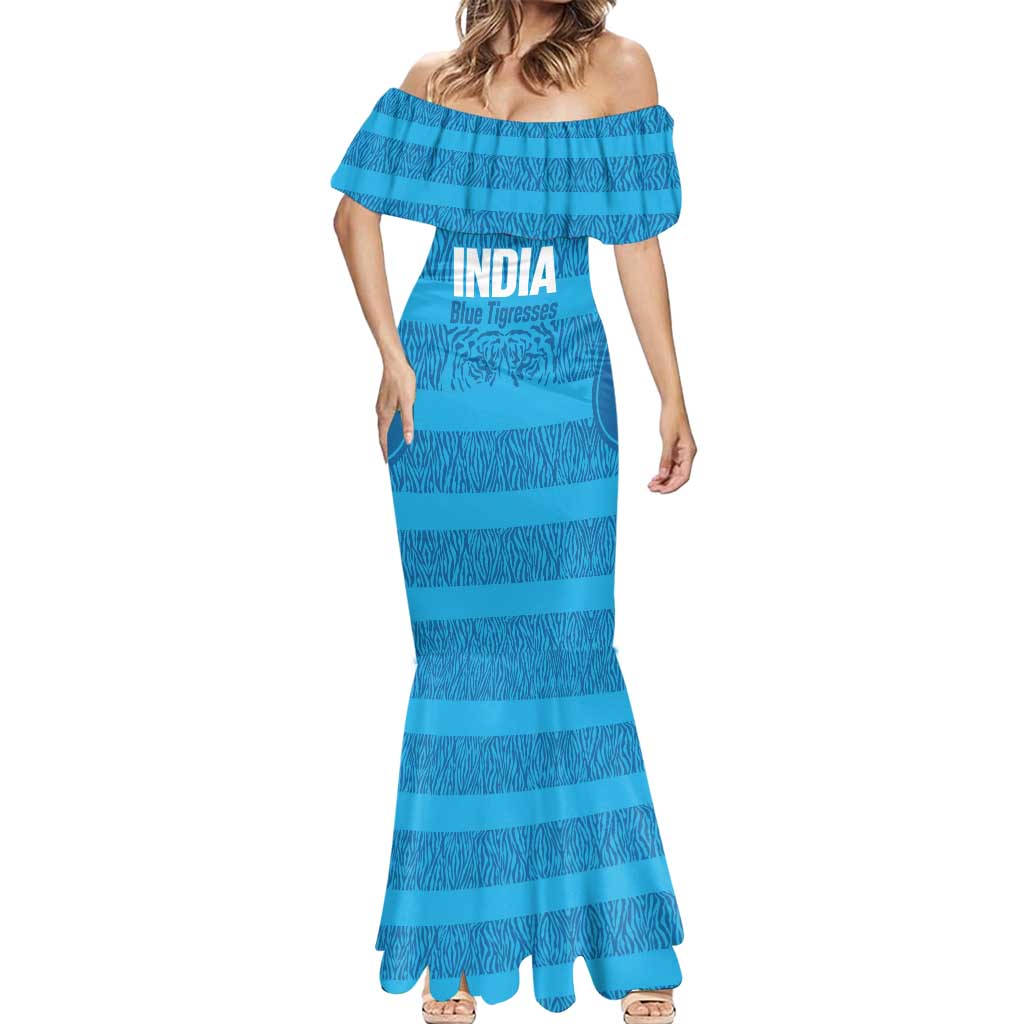 Custom India Football 2026 Mermaid Dress Come On Blue Tigresses - Blue Version