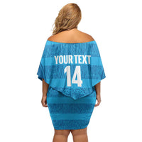 Custom India Football 2026 Off Shoulder Short Dress Come On Blue Tigresses - Blue Version