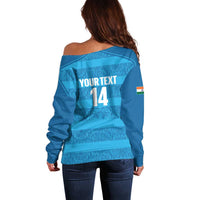 Custom India Football 2026 Off Shoulder Sweater Come On Blue Tigresses - Blue Version
