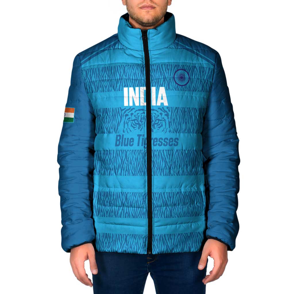 Custom India Football 2026 Padded Jacket Come On Blue Tigresses - Blue Version