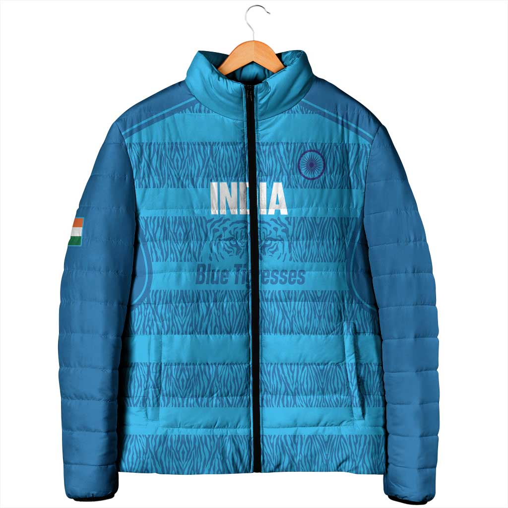 Custom India Football 2026 Padded Jacket Come On Blue Tigresses - Blue Version
