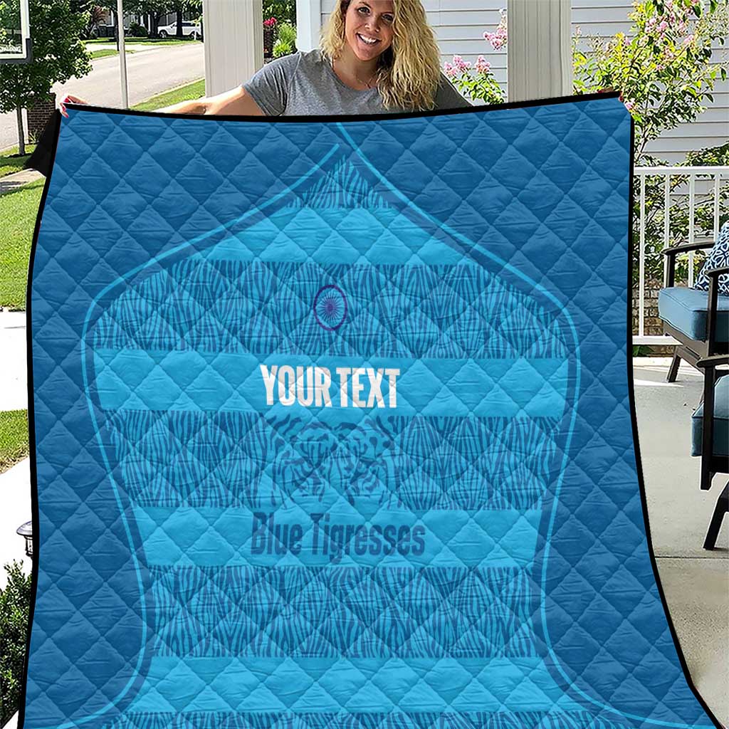 Custom India Football 2026 Quilt Come On Blue Tigresses - Blue Version