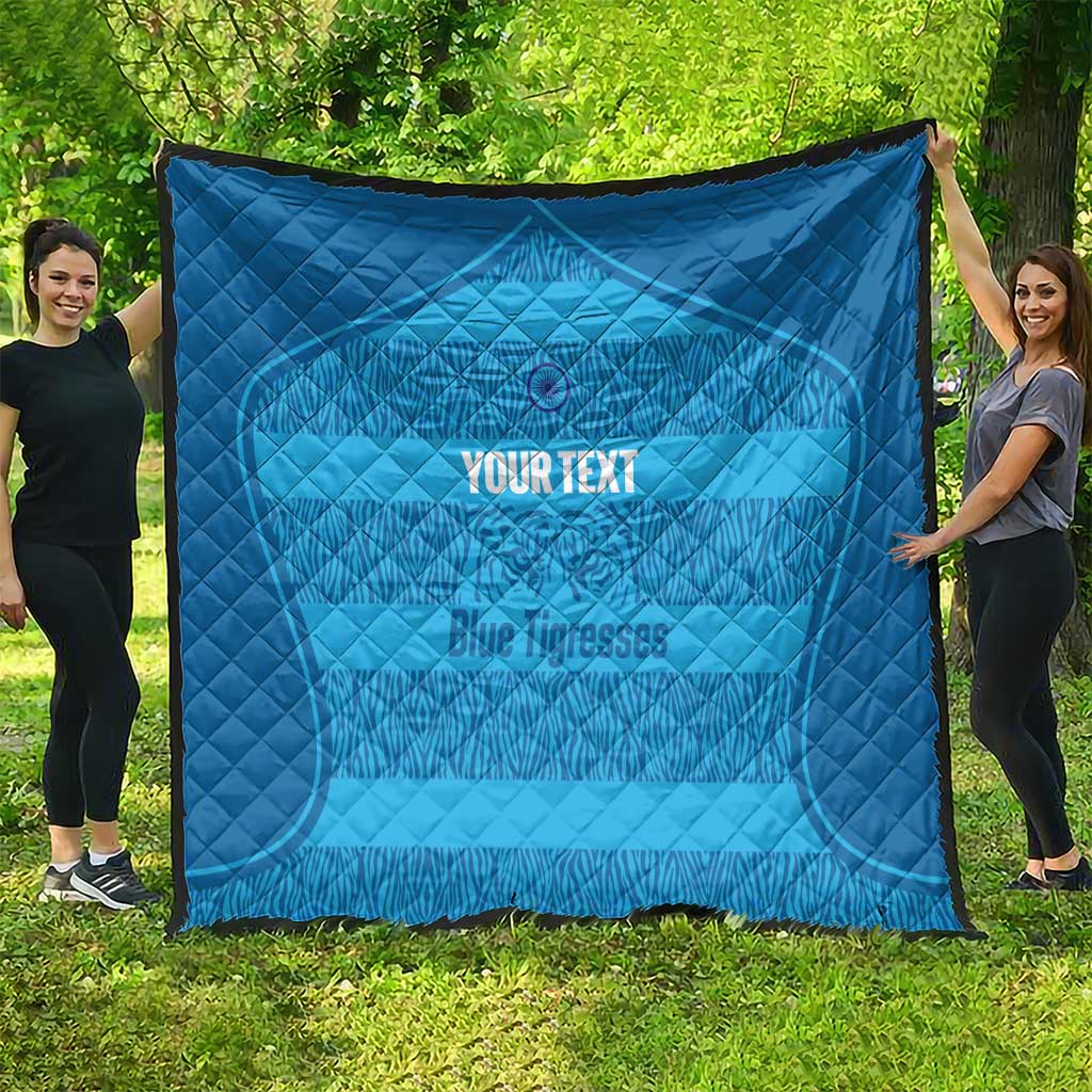 Custom India Football 2026 Quilt Come On Blue Tigresses - Blue Version