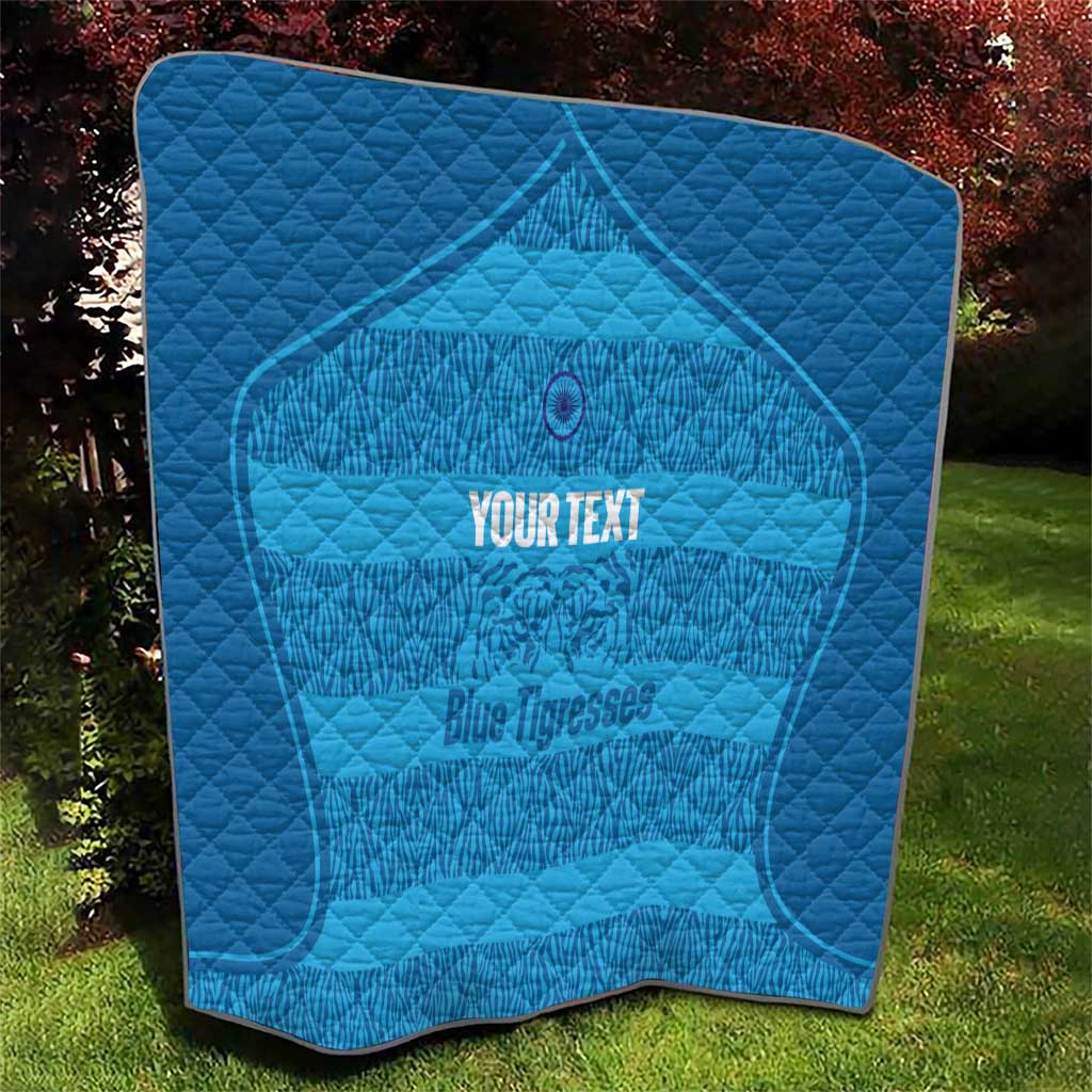 Custom India Football 2026 Quilt Come On Blue Tigresses - Blue Version