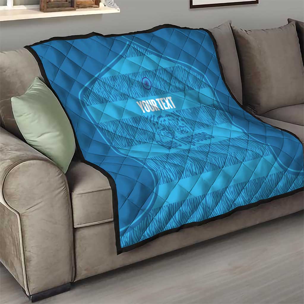 Custom India Football 2026 Quilt Come On Blue Tigresses - Blue Version