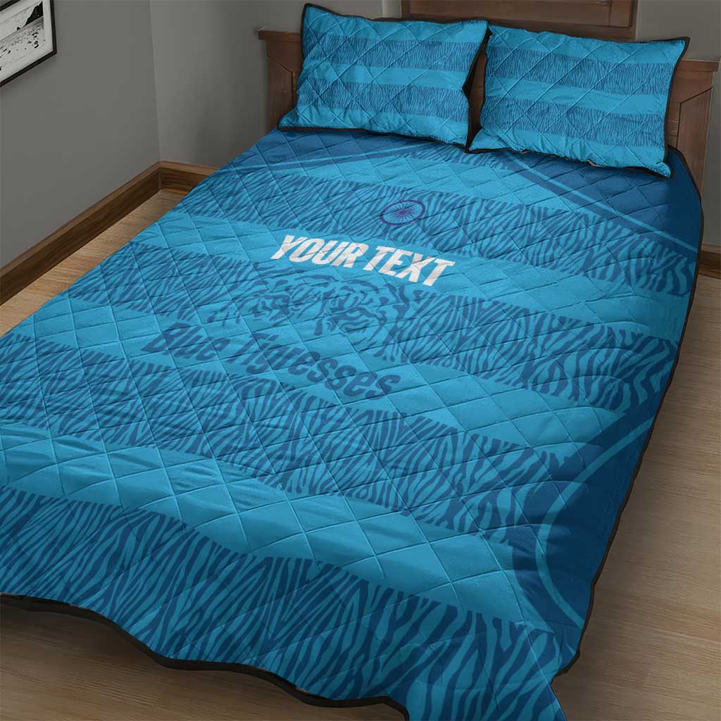 Custom India Football 2026 Quilt Bed Set Come On Blue Tigresses - Blue Version