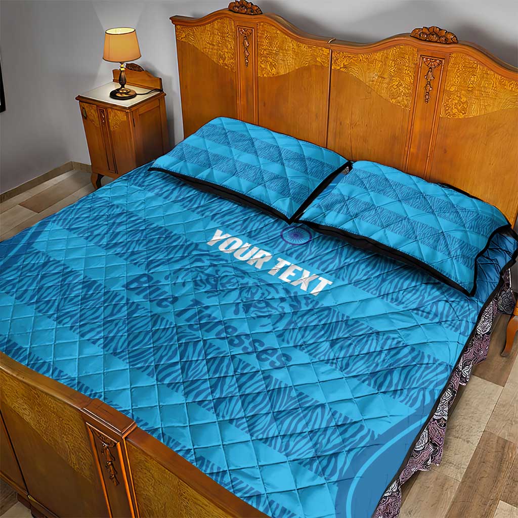 Custom India Football 2026 Quilt Bed Set Come On Blue Tigresses - Blue Version