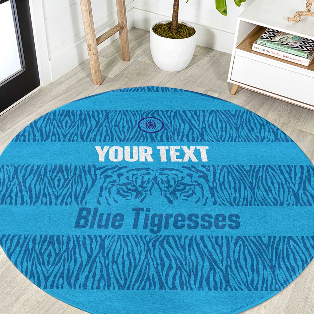 Custom India Football 2026 Round Carpet Come On Blue Tigresses - Blue Version