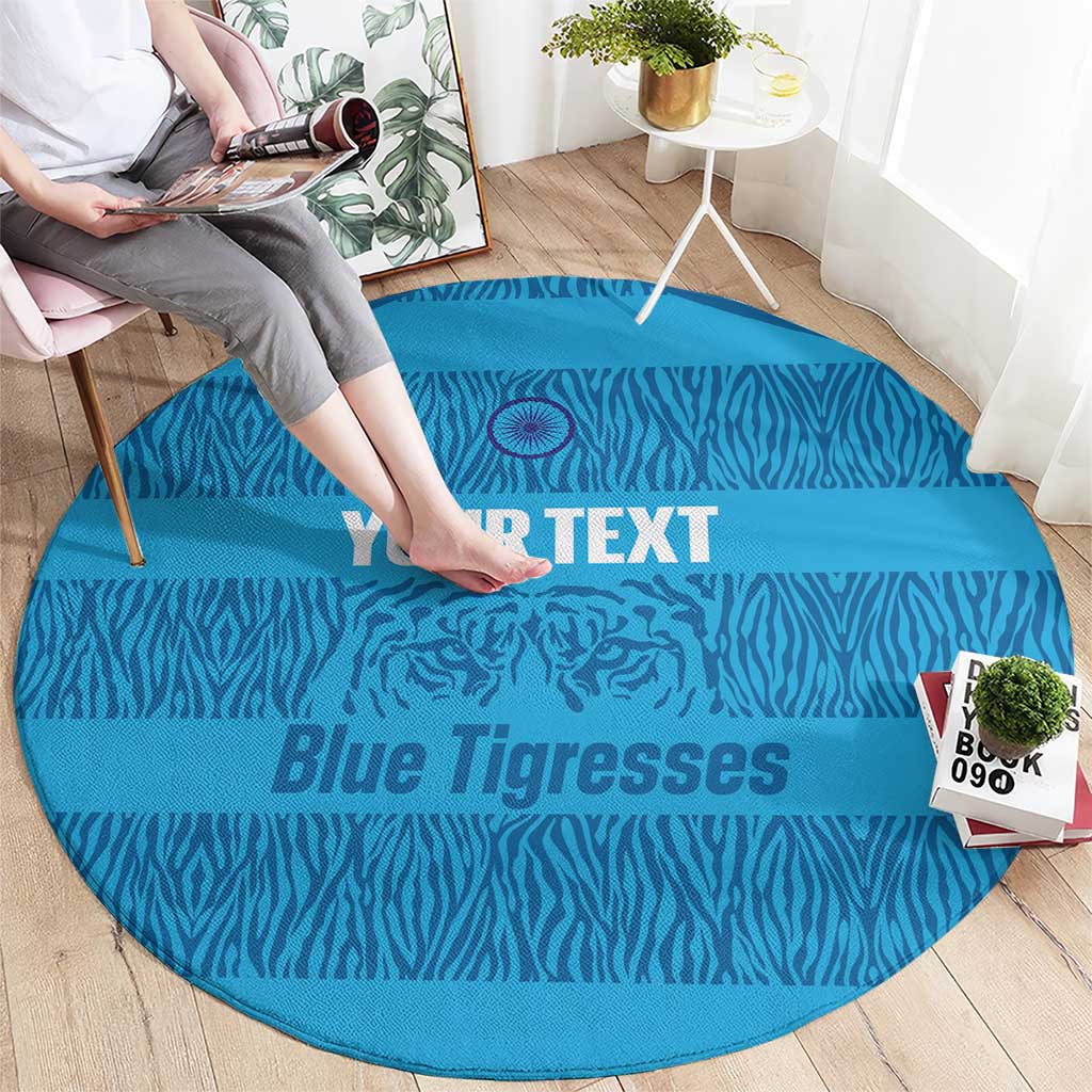Custom India Football 2026 Round Carpet Come On Blue Tigresses - Blue Version