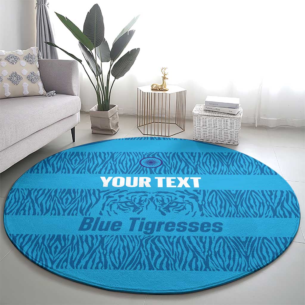 Custom India Football 2026 Round Carpet Come On Blue Tigresses - Blue Version