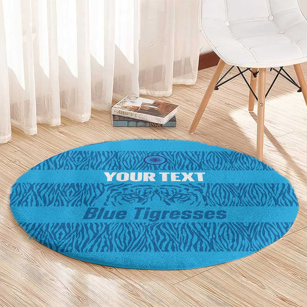 Custom India Football 2026 Round Carpet Come On Blue Tigresses - Blue Version