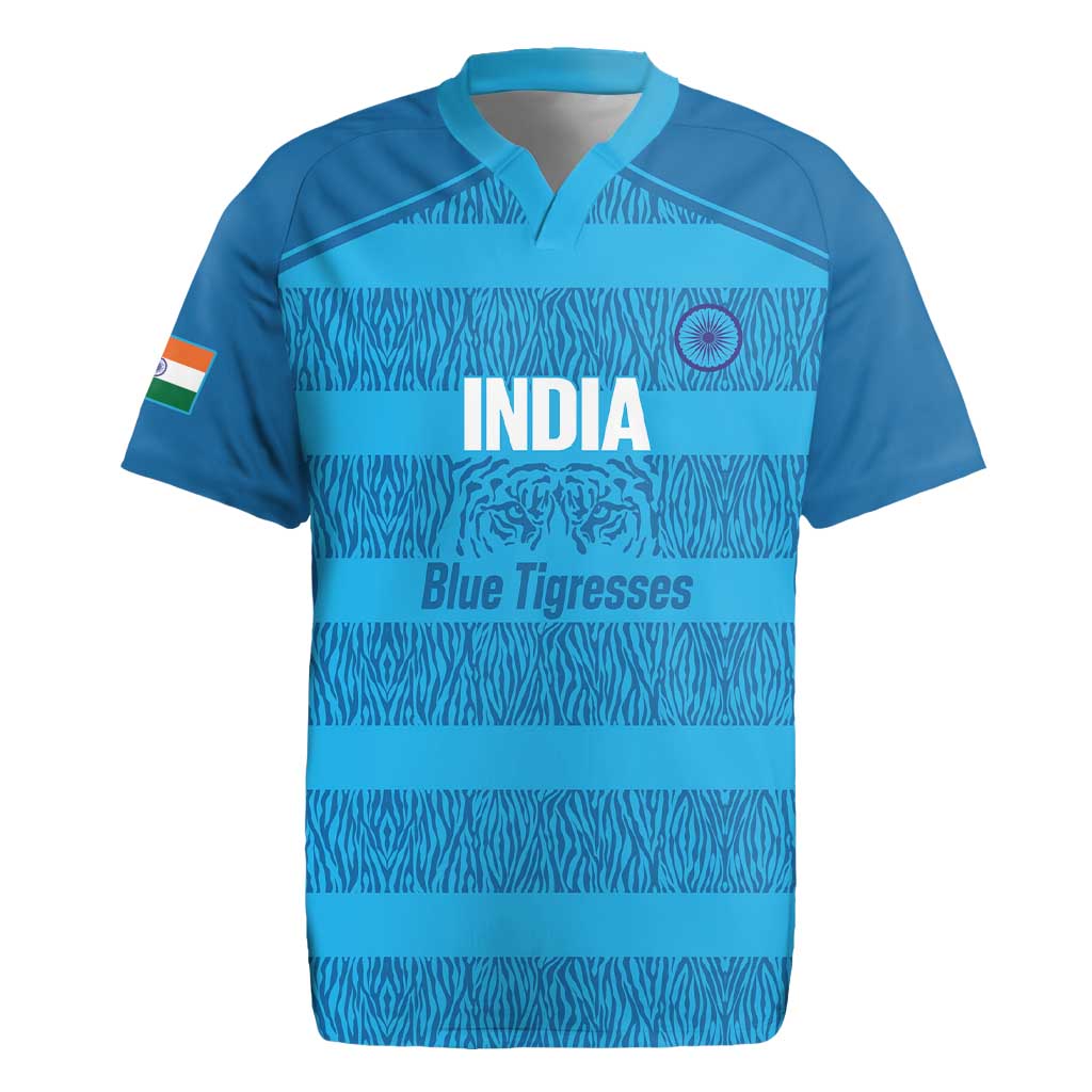 Custom India Football 2026 Rugby Jersey Come On Blue Tigresses - Blue Version