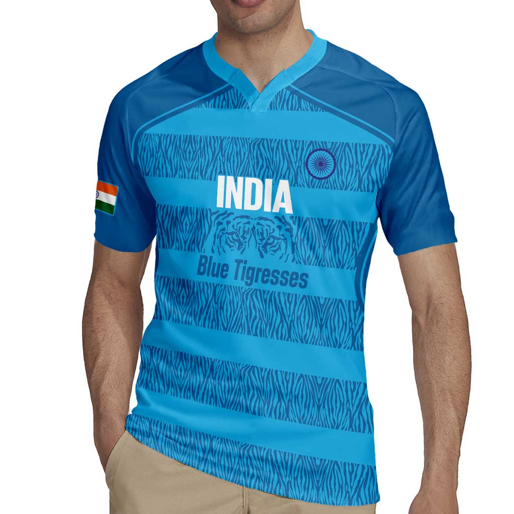 Custom India Football 2026 Rugby Jersey Come On Blue Tigresses - Blue Version