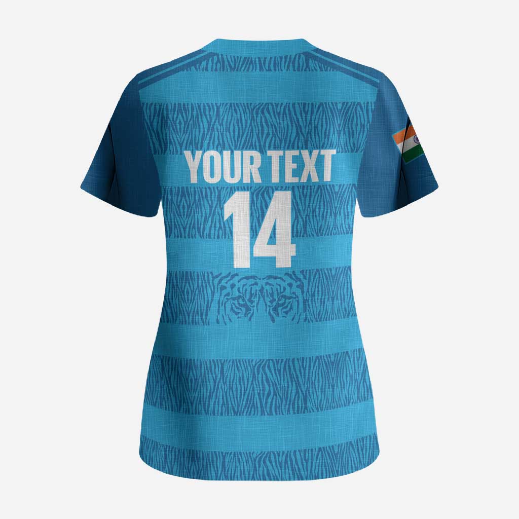 Custom India Football 2026 Scrub Top Come On Blue Tigresses - Blue Version