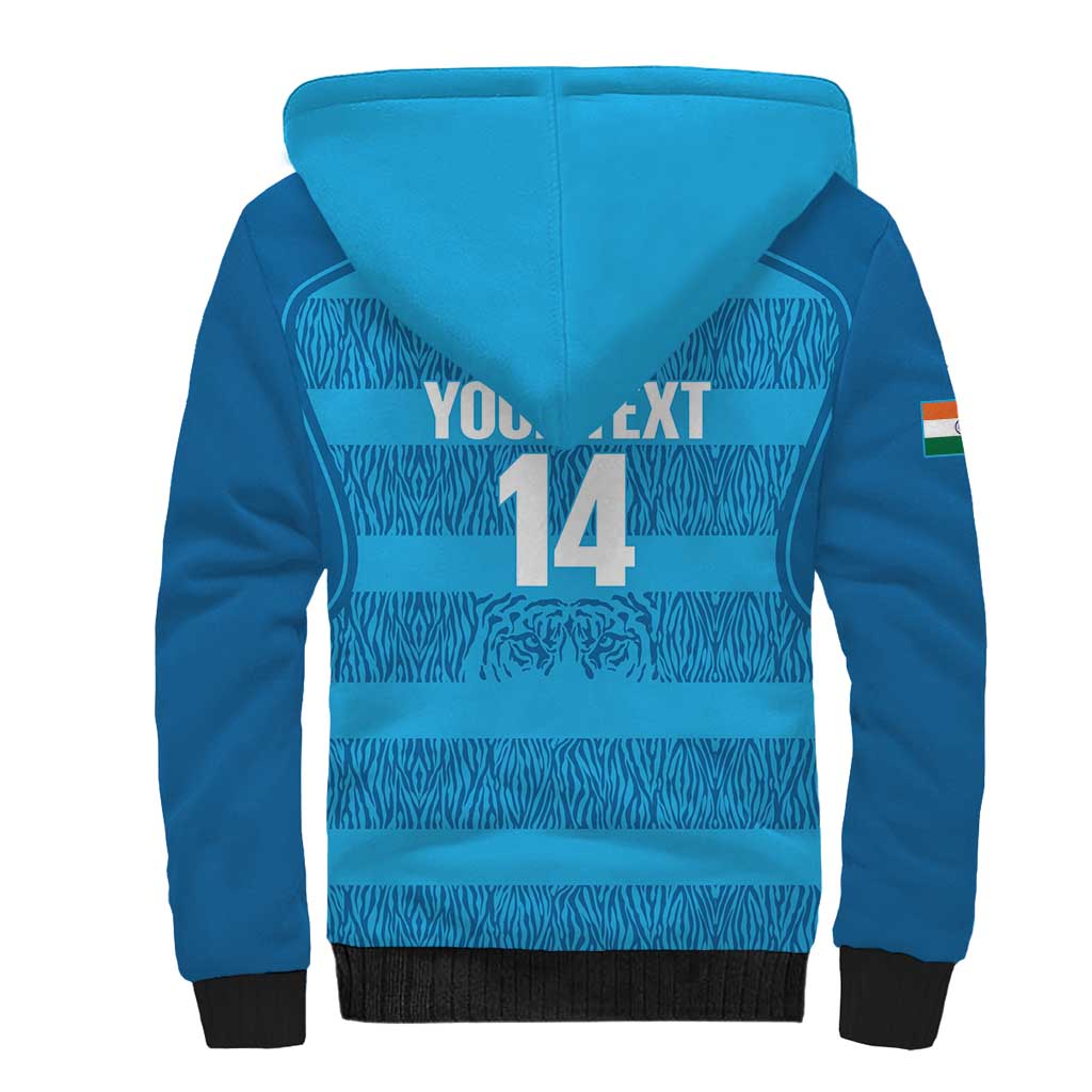 Custom India Football 2026 Sherpa Hoodie Come On Blue Tigresses - Blue Version