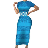 Custom India Football 2026 Short Sleeve Bodycon Dress Come On Blue Tigresses - Blue Version