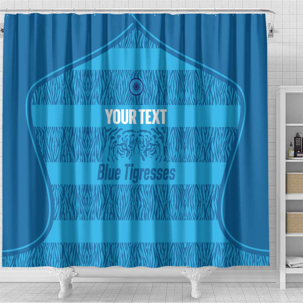 Custom India Football 2026 Shower Curtain Come On Blue Tigresses - Blue Version