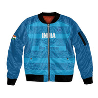 Custom India Football 2026 Sleeve Zip Bomber Jacket Come On Blue Tigresses - Blue Version