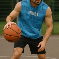 Custom India Football 2026 Sleeveless Hoodie Come On Blue Tigresses - Blue Version