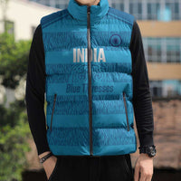 Custom India Football 2026 Sleeveless Puffer Jacket Come On Blue Tigresses - Blue Version